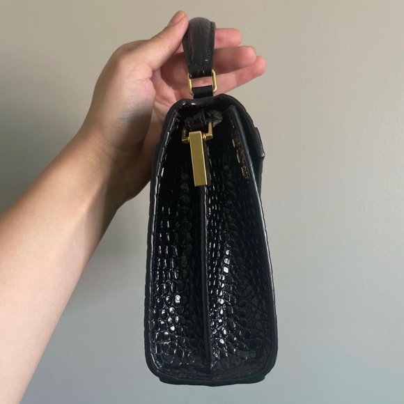 CASSANDRA MINI TOP HANDLE BAG IN CROCODILE-EMBOSSED SHINY LEATHER - Picture 3 of 4